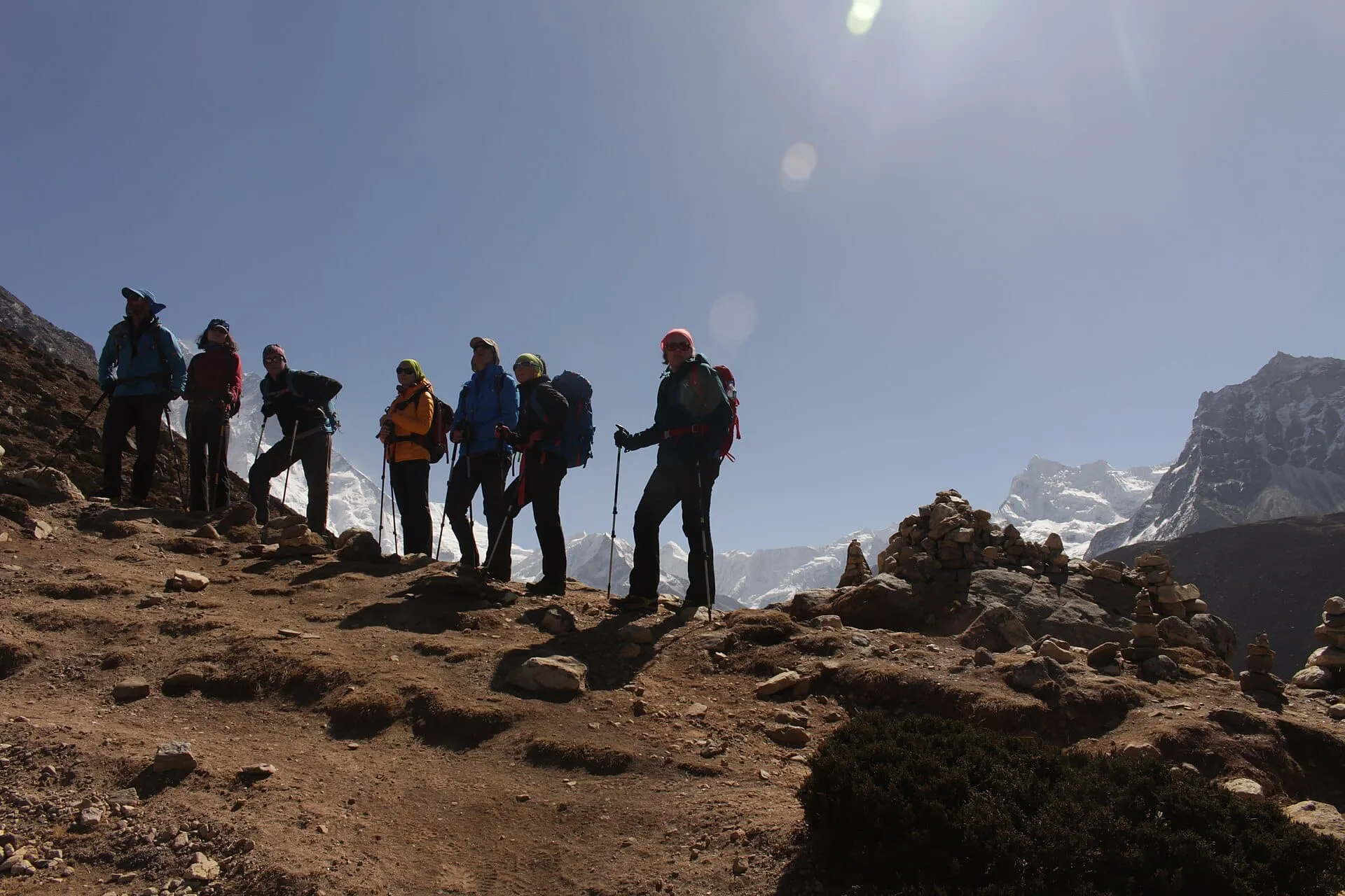 A group of trekkers on the trail to Everest Base Camp