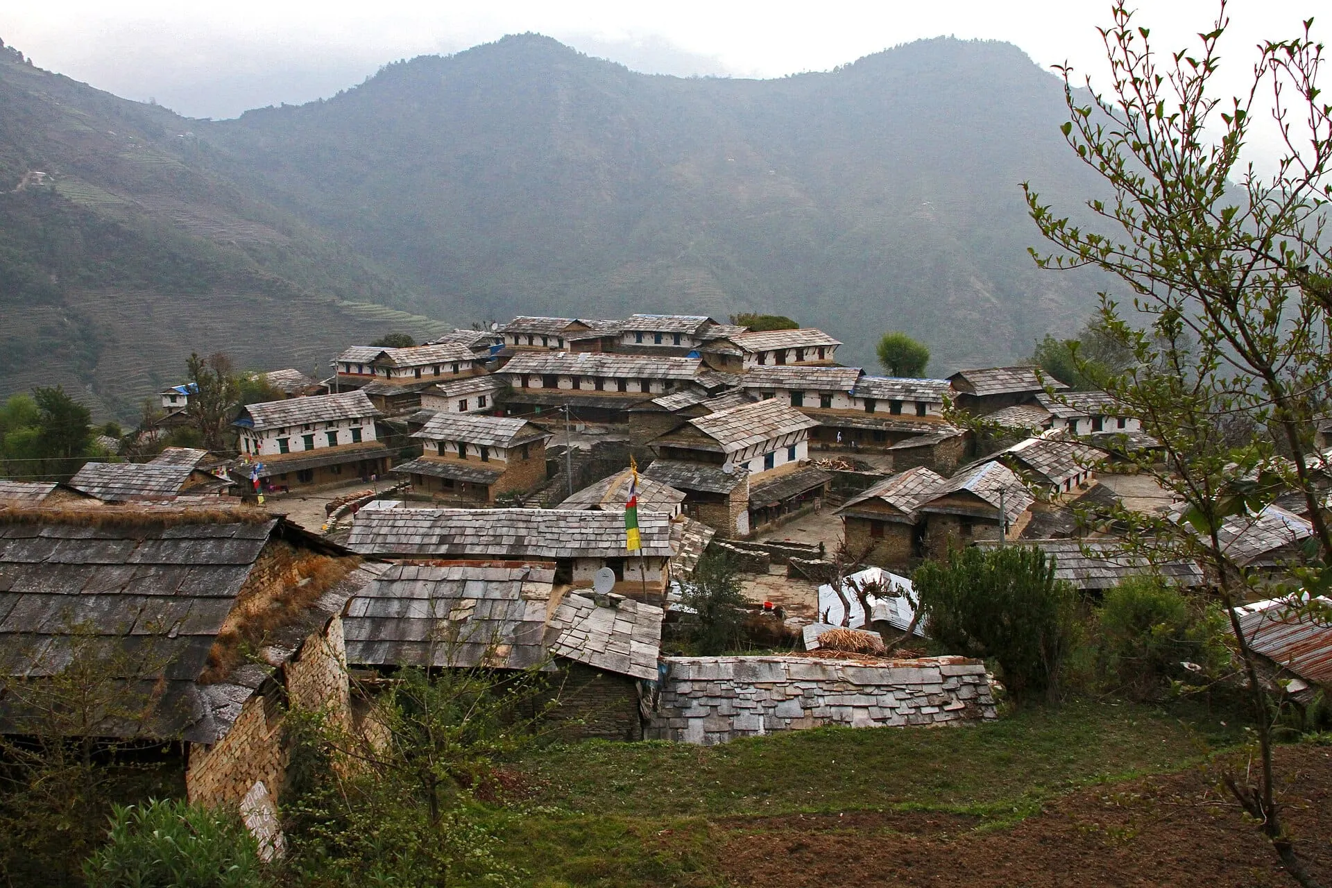 Ghandruk village surrounded by green hills