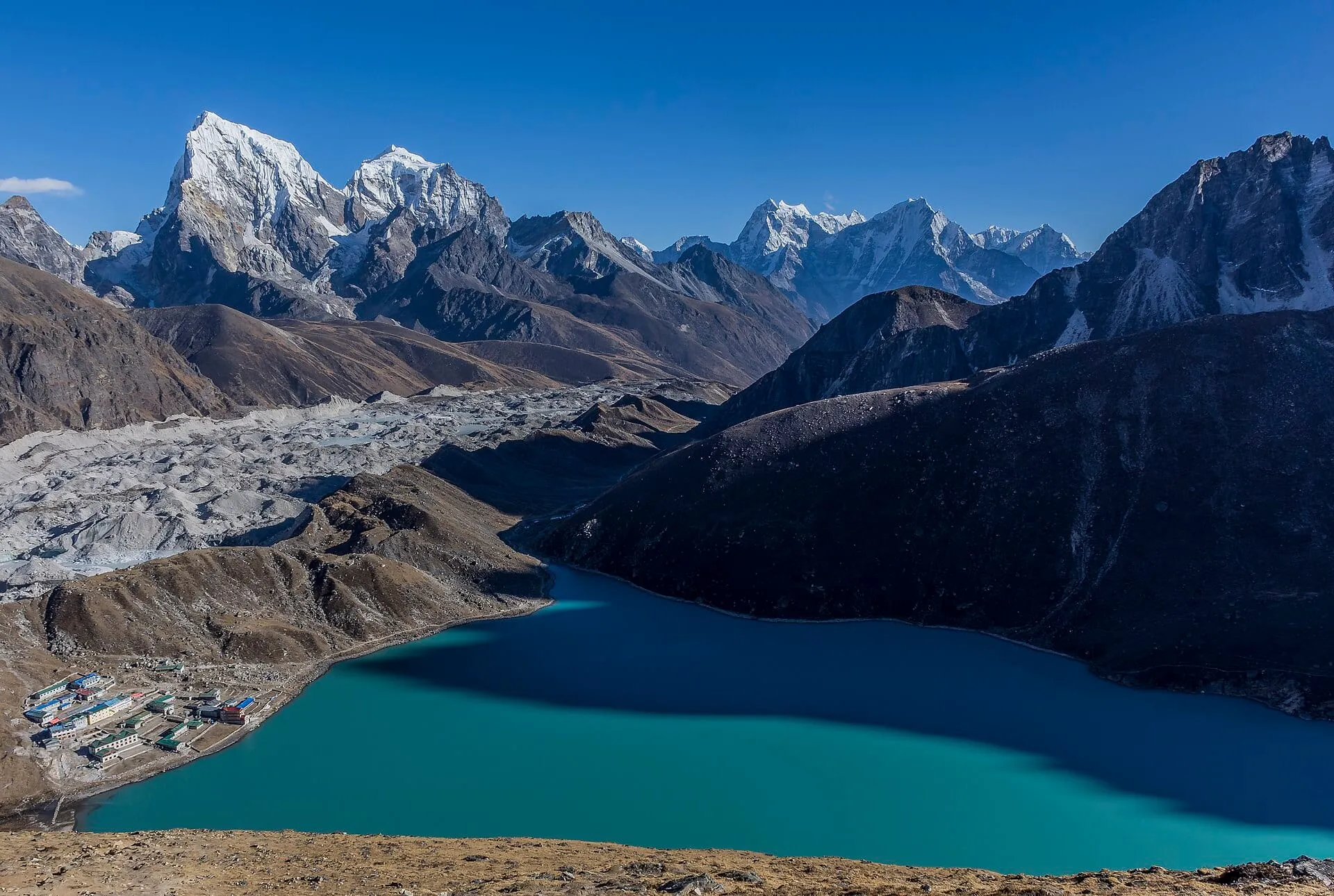 Gokyo Lake and the village on its shore