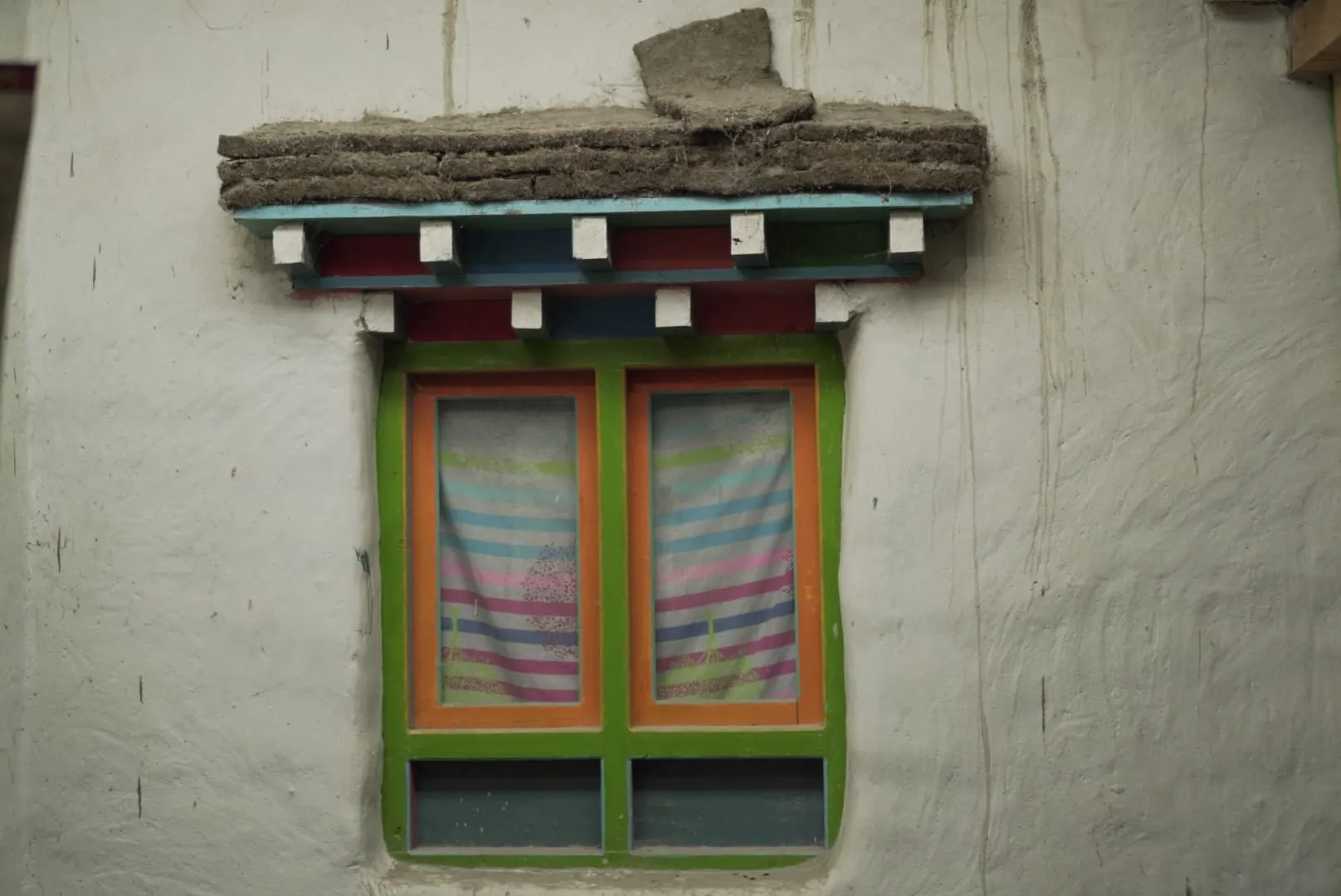 Traditional carved wooden windows in Upper Mustang